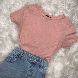 Cropped Lettuce Edge Pink Top